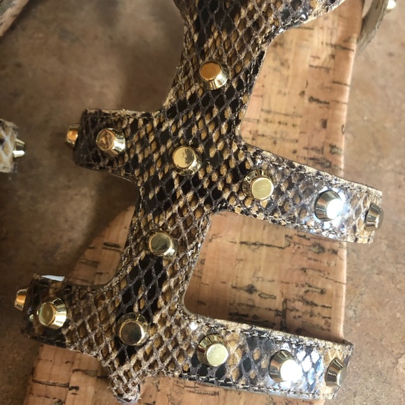 Michael Kors Embossed Leather Brown Jolie Sandals - Picture 6 of 8